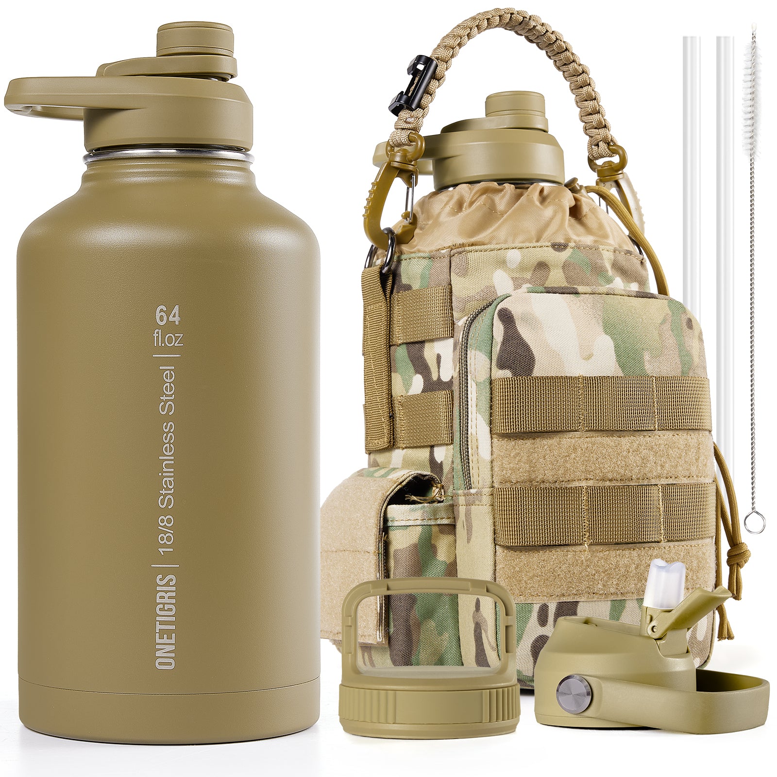 64oz Stainless Steel Insulated Water Bottle with Pouch set